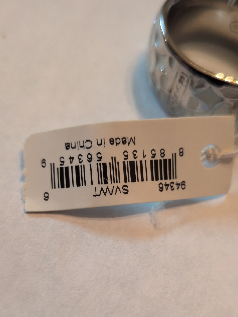 Coach Size 6 White And Silver Tone Signature Enamel Ring - Picture 3 of 6